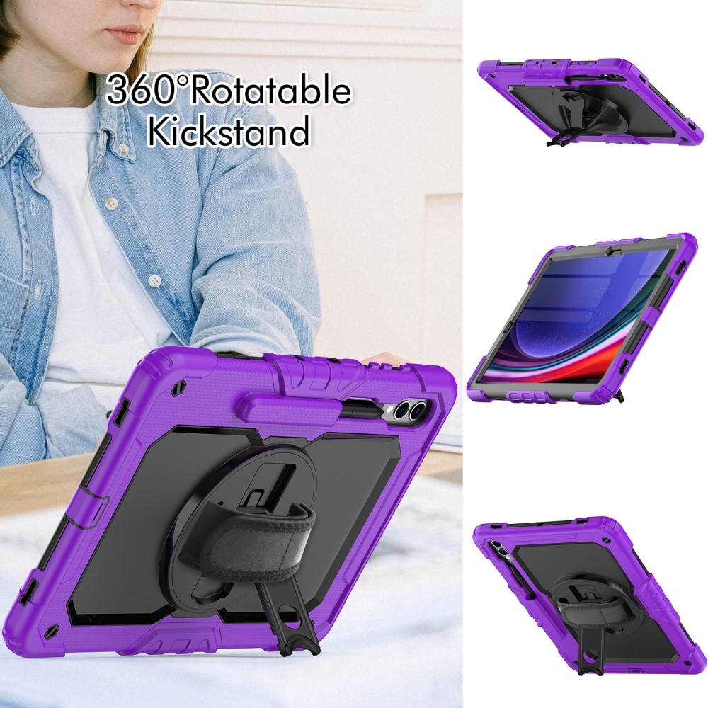 Rúgásálló borítás kézi markolattal Samsung Galaxy Tab S9+/Tab S10+ készülékhez - lila