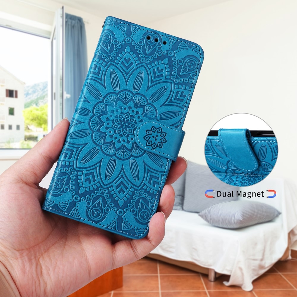 Napraforgó könyvtáska a Realme 14 5G készülékhez - kék