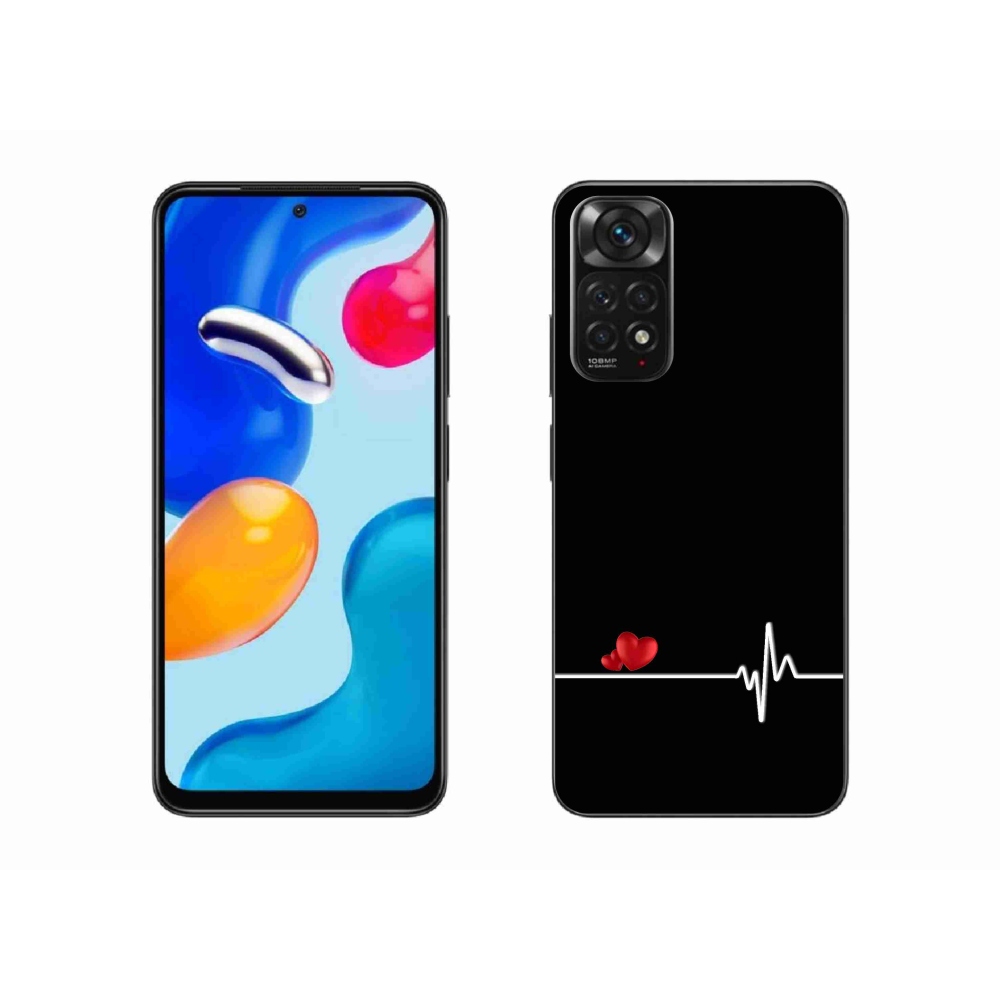 Gél borító mmCase a Xiaomi Redmi Note 11 4G-hez - szív és szívverés fekete háttérrel