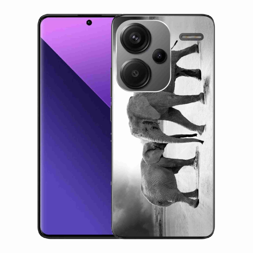Gél borítás mmCase a Xiaomi Redmi Note 13 Pro+ 5G számára - fekete és fehér elefántok