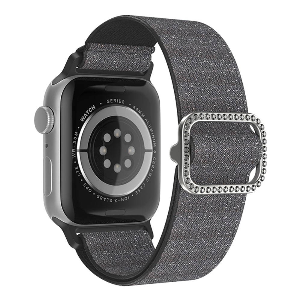 Dekor nejlon szíj Apple Watch Ultra/Ultra 2 49mm/SE/SE 2022/2023 44mm/9/8/7 45mm/6/5/4 44mm/3/2/1 42 mm-es Apple Watch Ultra/Ultra 2 órához - fekete színben