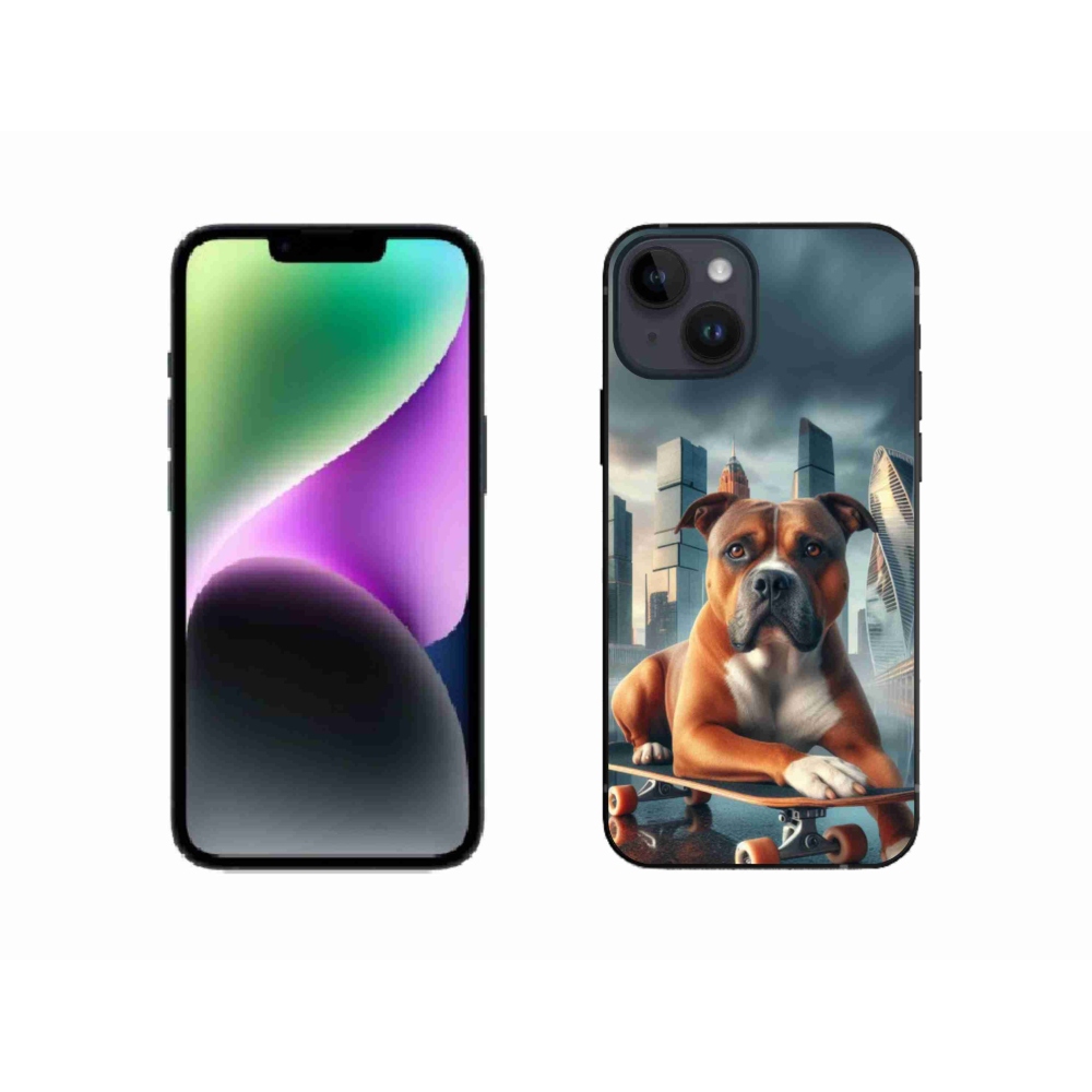 Gél borítás mmCase iPhone 14 készülékhez - kutya gördeszkán