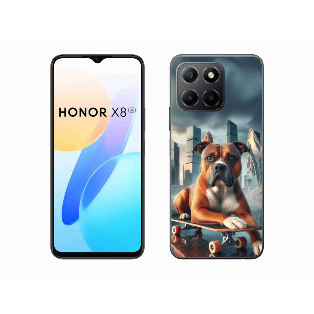 Zselés borítás mmCase a Honor X8 5G/Honor 70 Lite 5G számára - kutya a gördeszkán
