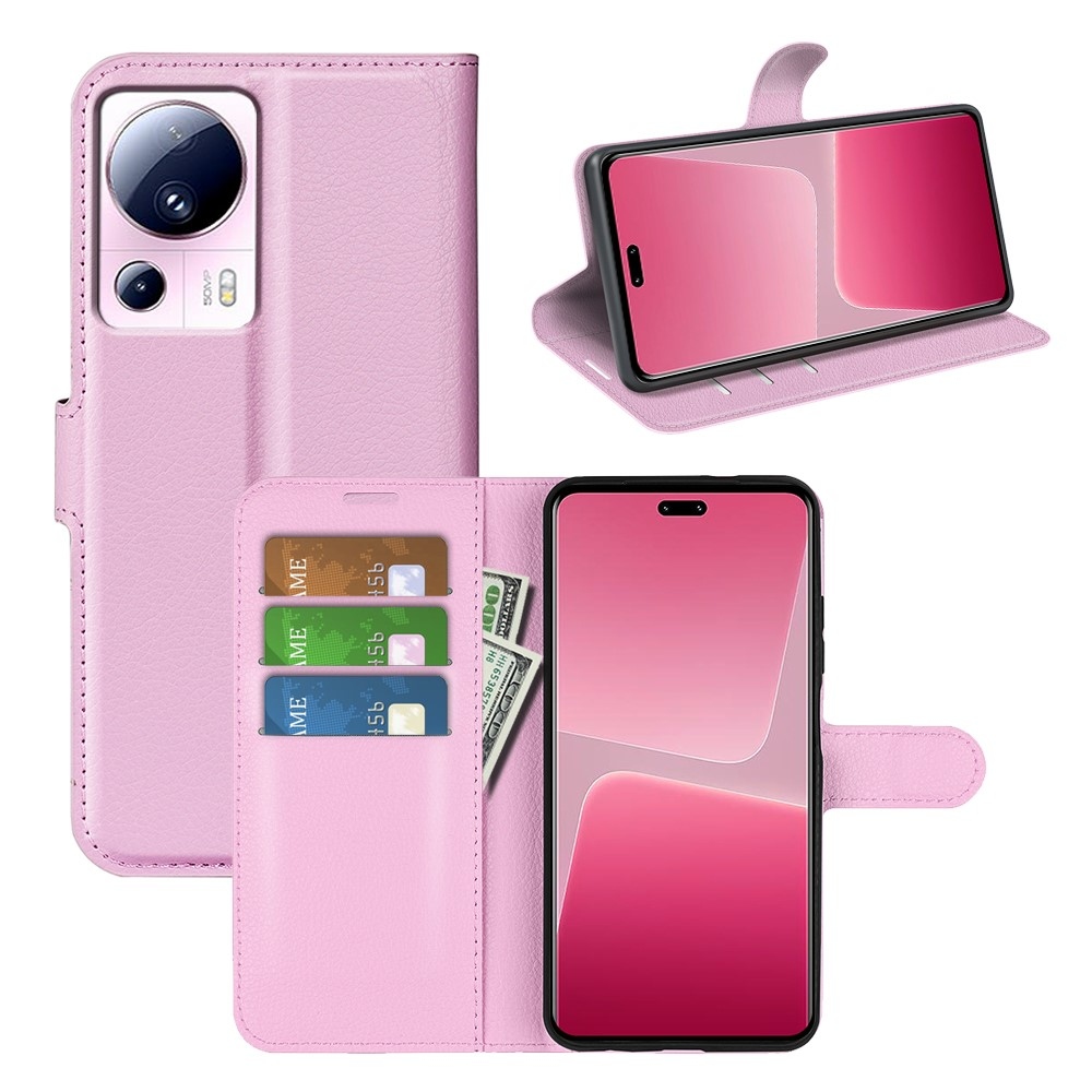 Litchi könyv tok a Xiaomi 13 Lite-hoz - rózsaszínű