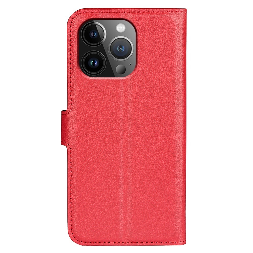 Litchi könyvtáska iPhone 15 Pro készülékhez - piros