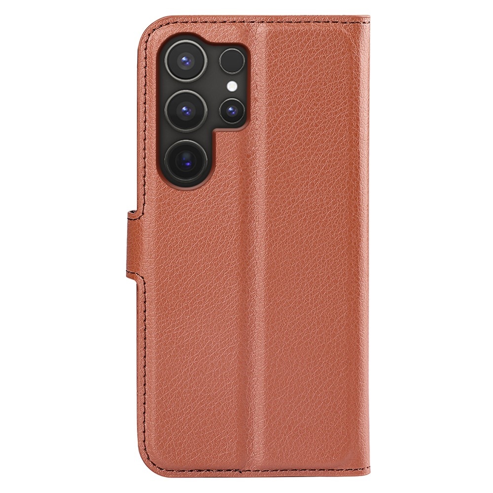 Litchi könyv tok Samsung Galaxy S25 Ultra készülékhez - barna
