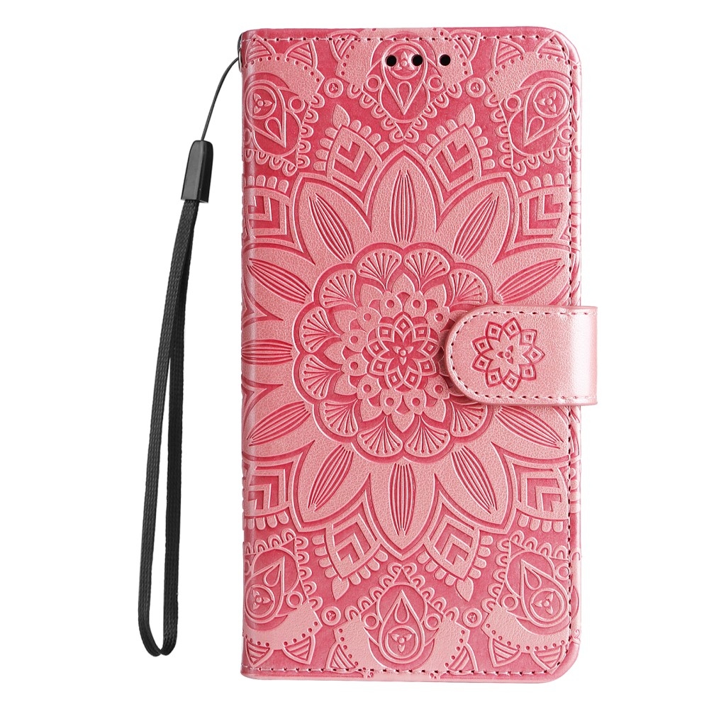 Napraforgó könyv tok a Xiaomi Redmi 14C/Poco C75-hez - rózsaszínű