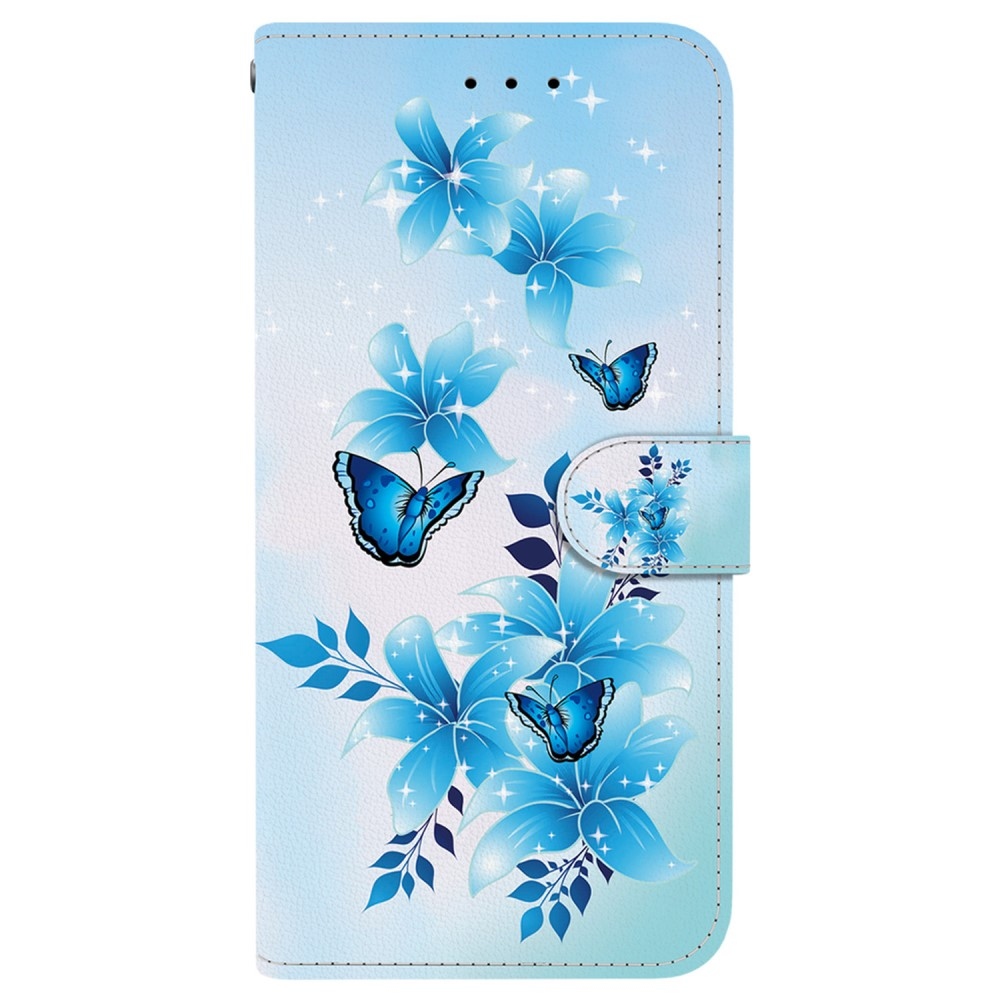 Sokoldalú könyvtáska Samsung Galaxy A36 5G/A56 5G - kék pillangókhoz