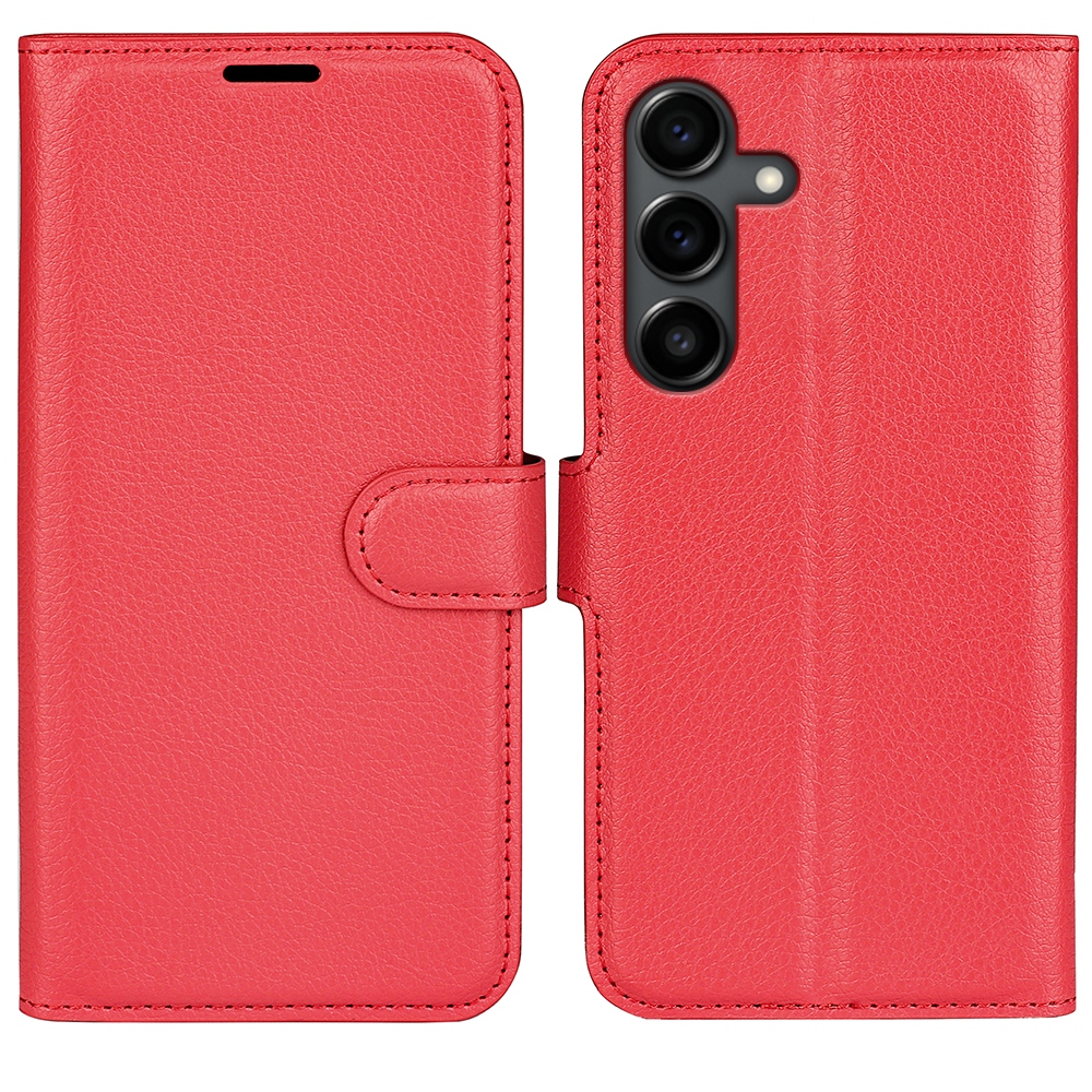 Litchi könyv tok Samsung Galaxy S25 FE készülékhez - piros