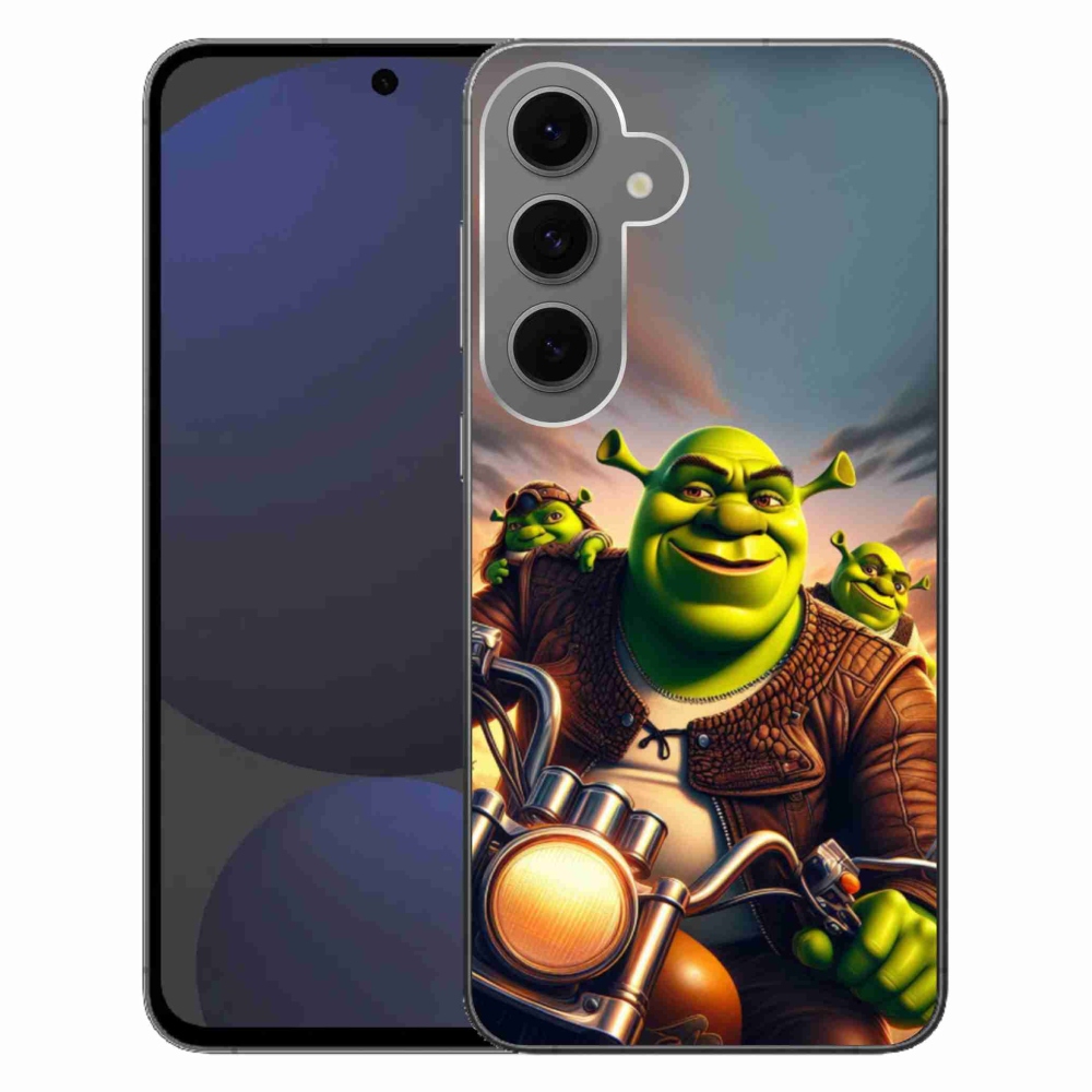 Zselés borítás mmCase Samsung Galaxy S24 FE - Shrek egy motorkerékpárral