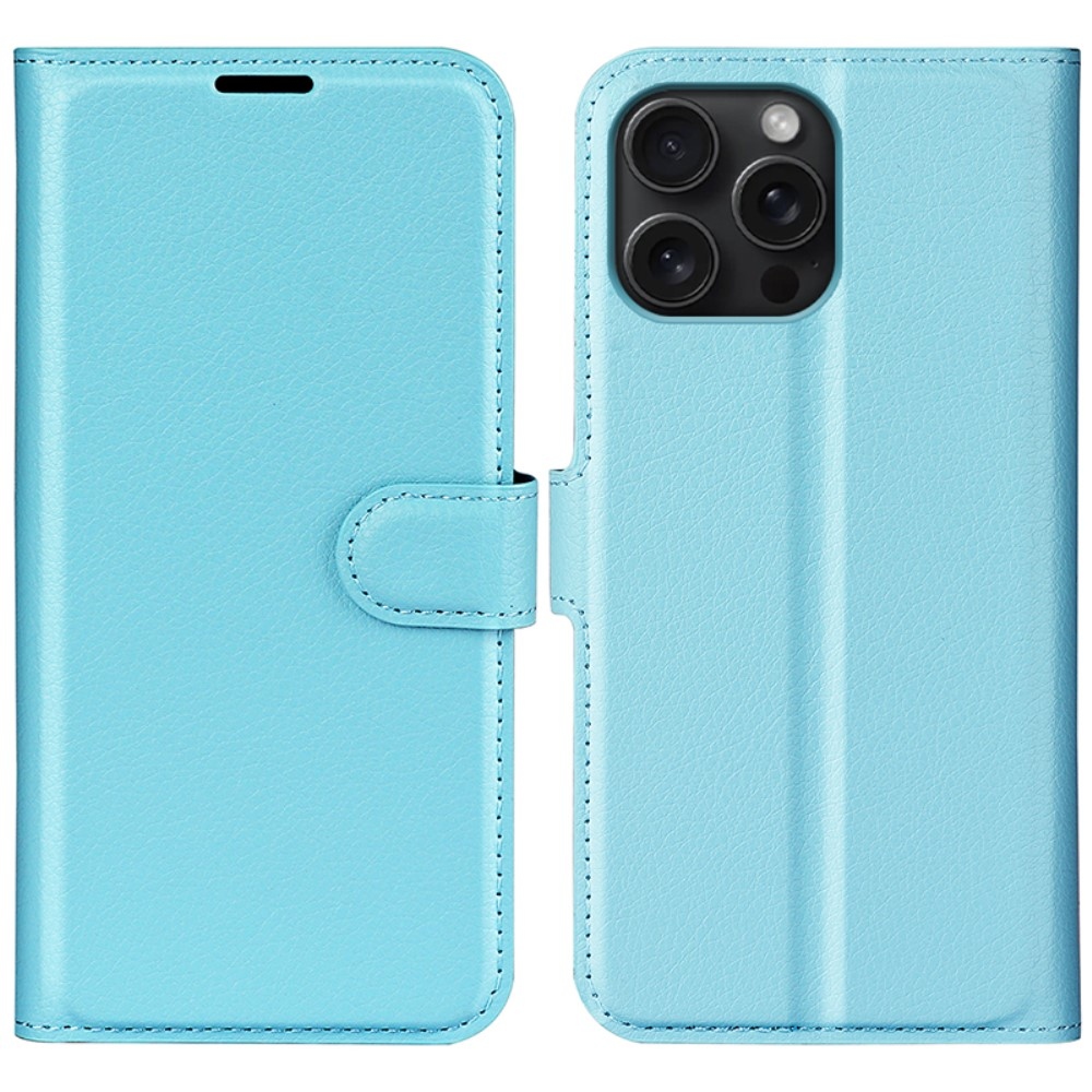 Litchi könyv tok iPhone 16 Pro készülékhez - kék