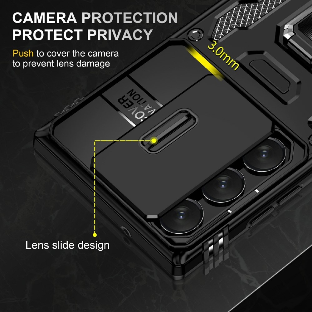 Gyűrűk tartós borítása Samsung Galaxy S25 Ultra készülékhez - fekete