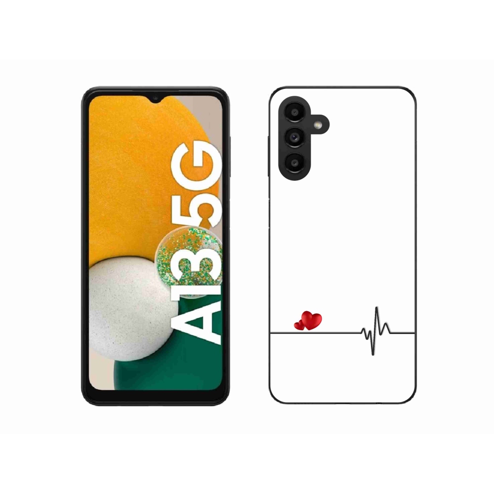 Gél borító mmCase Samsung Galaxy A13 5G - szív és szívverés fehér háttérrel