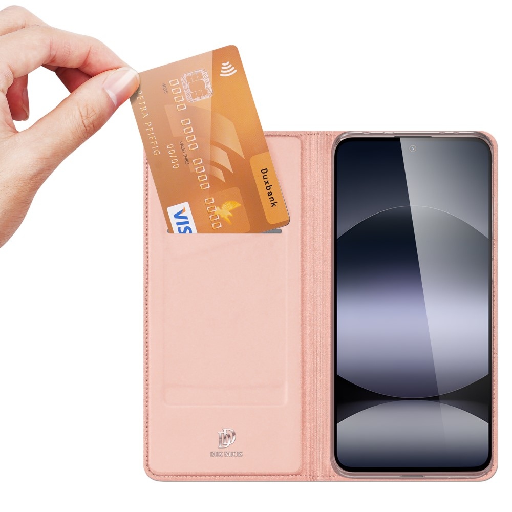 DUX könyv tok Xiaomi Redmi Note 14-hez - rózsaarany színben