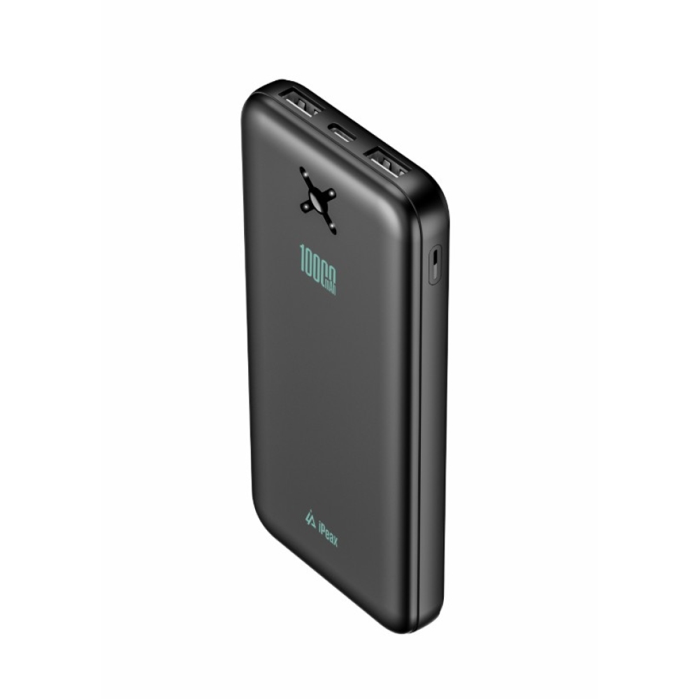 iPEAX Powerbank 10 000 mAh 10,5W, 2xUSB-A - fekete