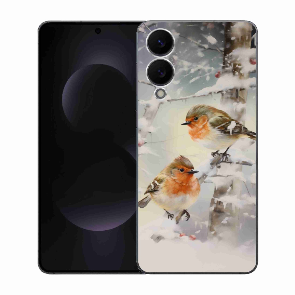 Gél borítás mmCase Samsung Galaxy S25 Edge készülékhez - madarak télen