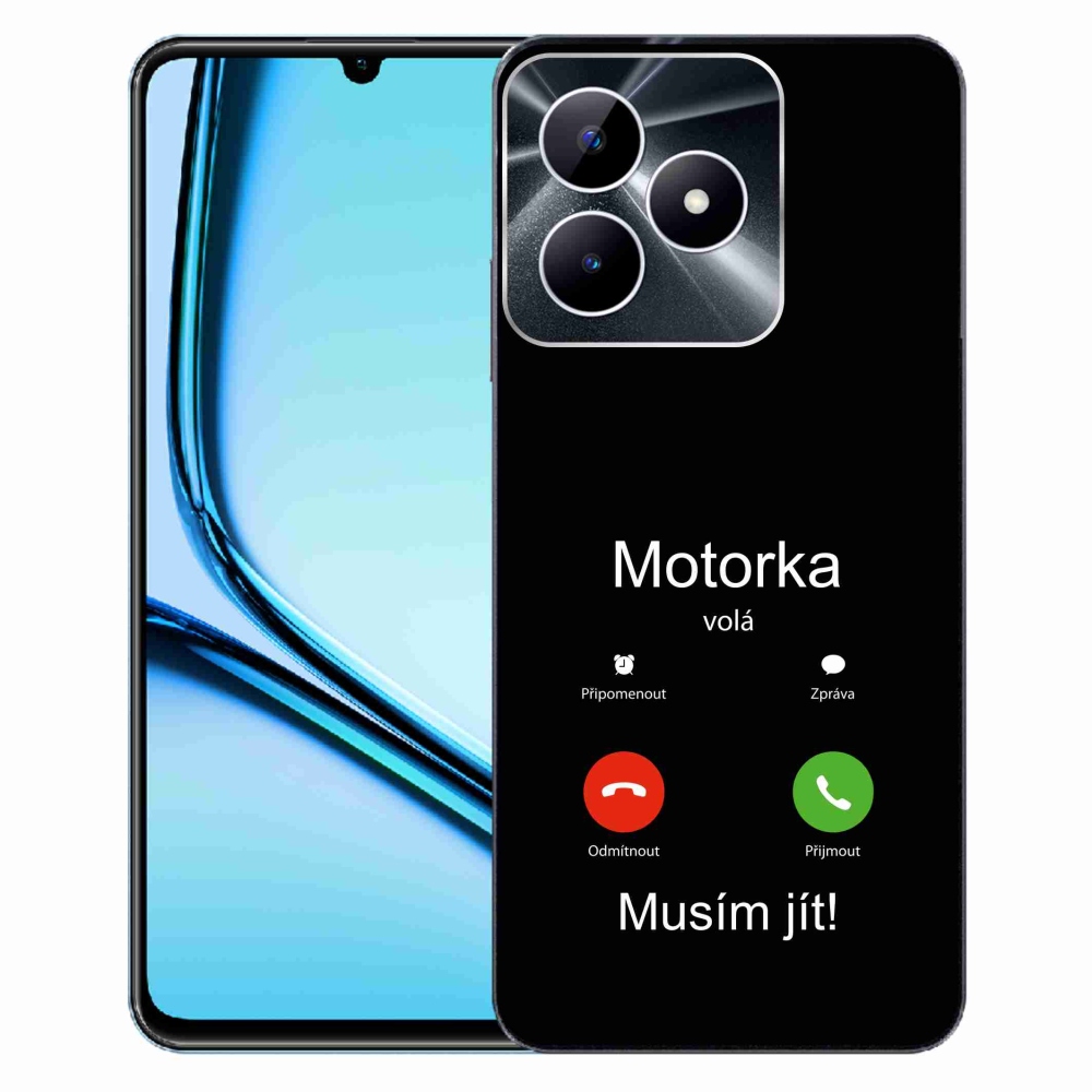 Gél borító mmCase a Realme Note 50 készülékhez - motoros hívás fekete háttérrel