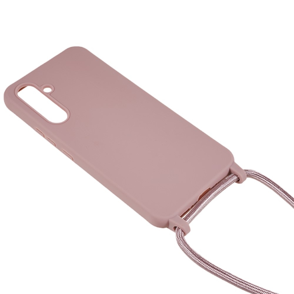 Zsinórral ellátott zselés tok Samsung Galaxy S25 készülékhez - sötét rózsaszínű