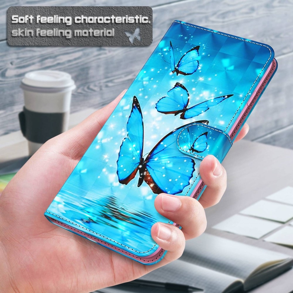 Nyomtatott könyv tok Samsung Galaxy A15 4G/5G készülékhez - kék pillangók
