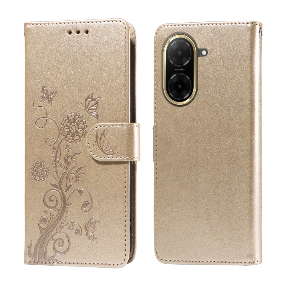 Virágos könyv tok Xiaomi Redmi A5 (173.45x79.35x8.45mm) - arany színű