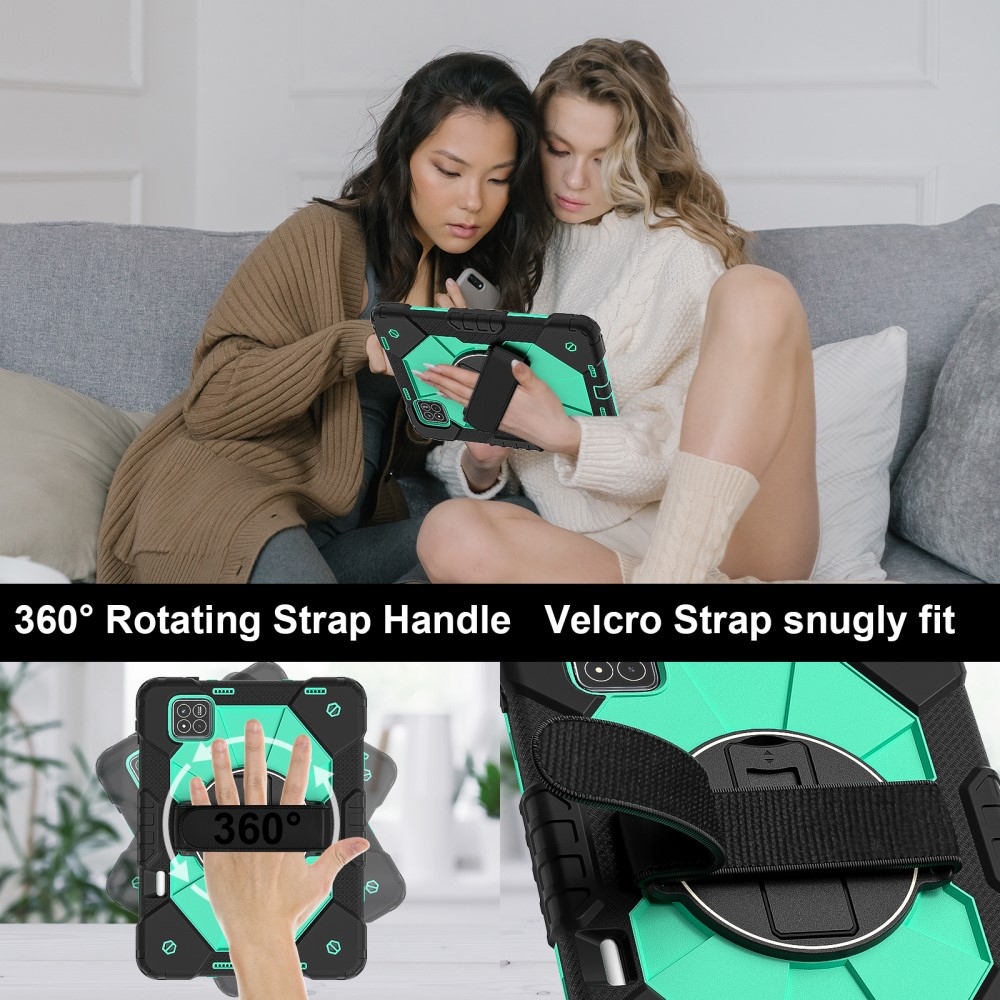 Strapabíró huzat kéztartóval és vállpánttal Xiaomi Pad 7/7 Pro-hoz - fekete/kék-zöld