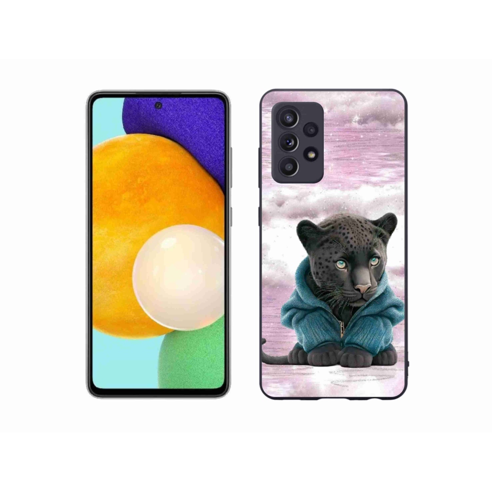 Zselés borítás mmCase Samsung Galaxy A52s 5G - fekete párduc pulóverben