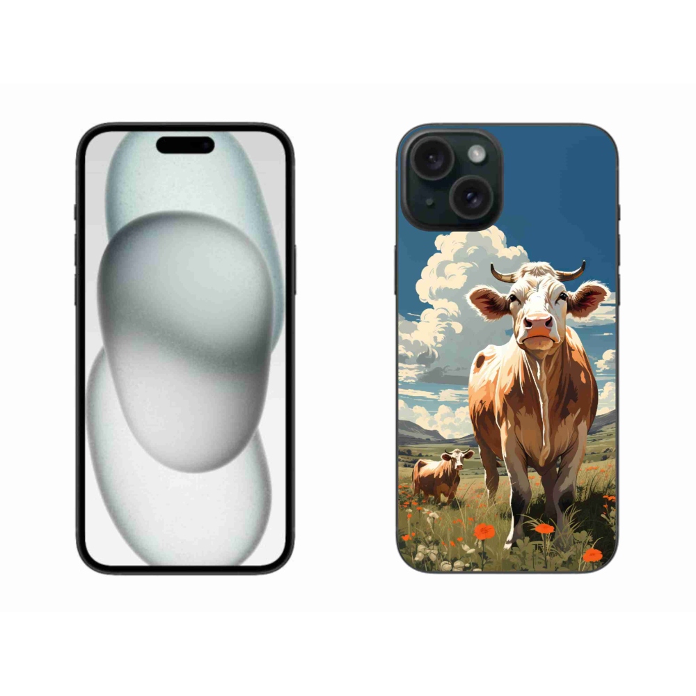 Zselés borítás mmCase iPhone 15 Plus készülékhez - tehenek a réten