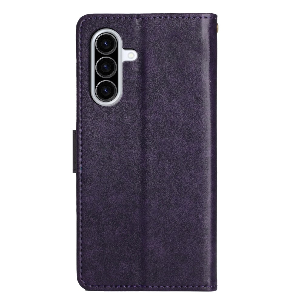 Virágok könyv tok Samsung Galaxy A26 5G - sötét lila