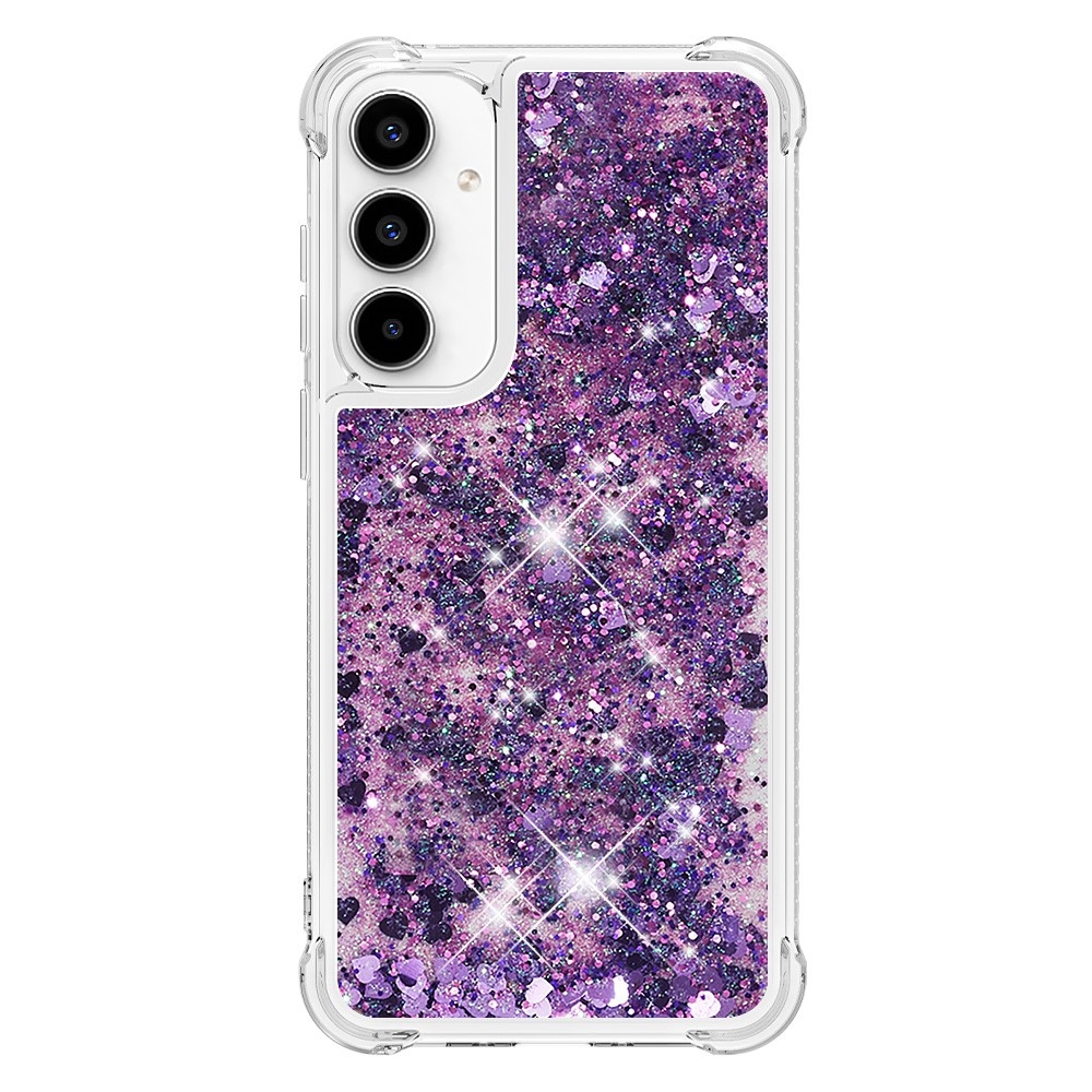 Glitter zselés homokóra tok Samsung Galaxy A35 5G - sötét lila/szív