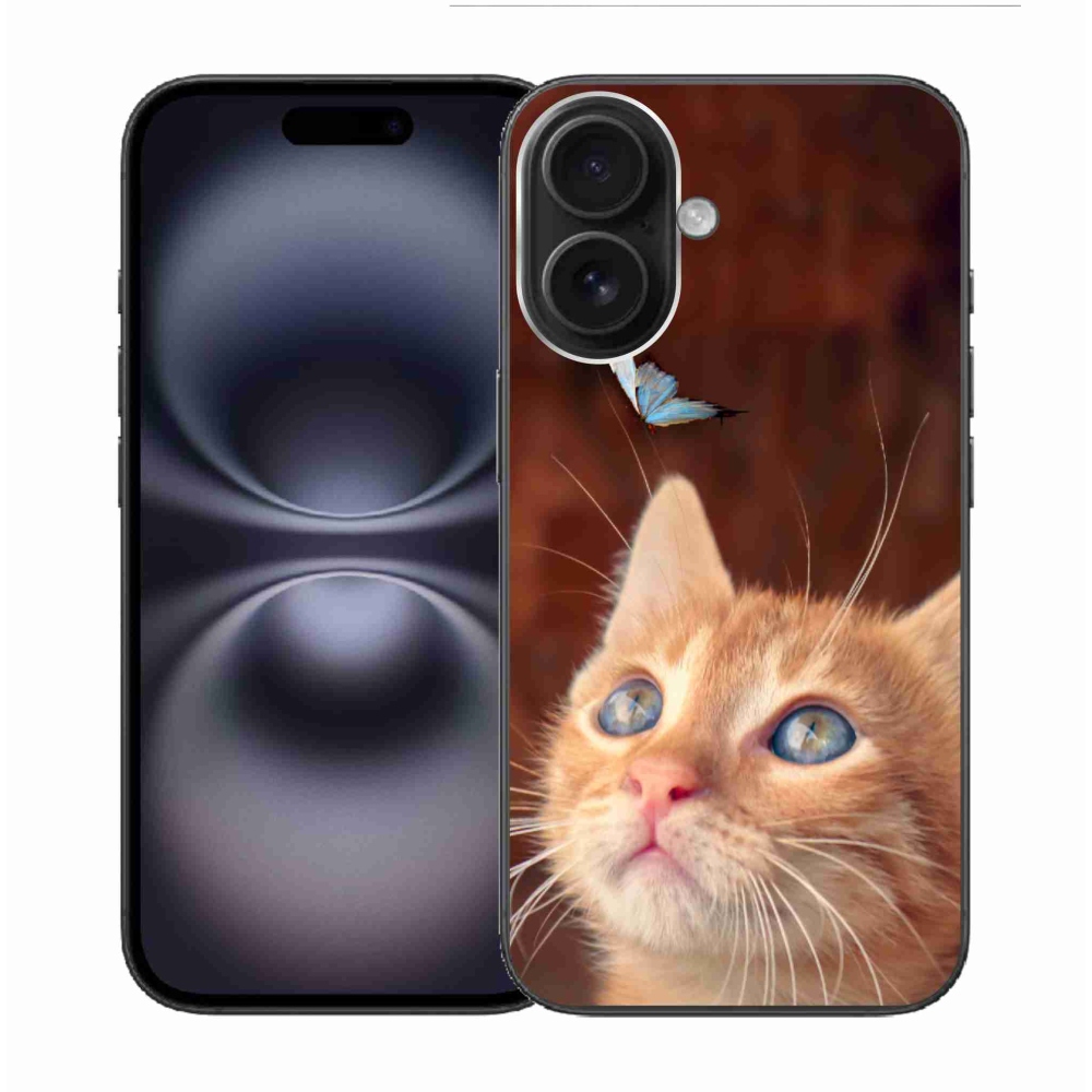 Gél borítás mmCase iPhone 16 készülékhez - pillangó és cica