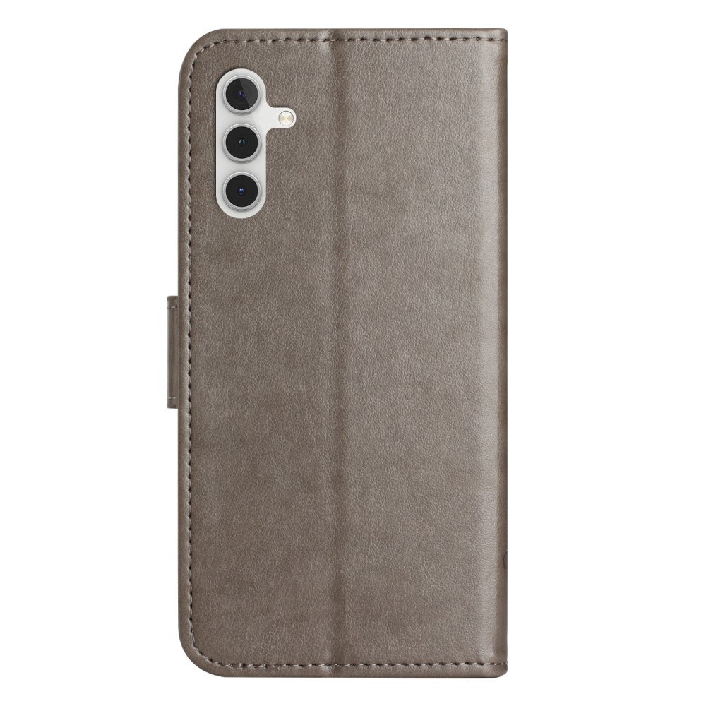 Virágos könyvtáska Samsung Galaxy A35 5G - szürke