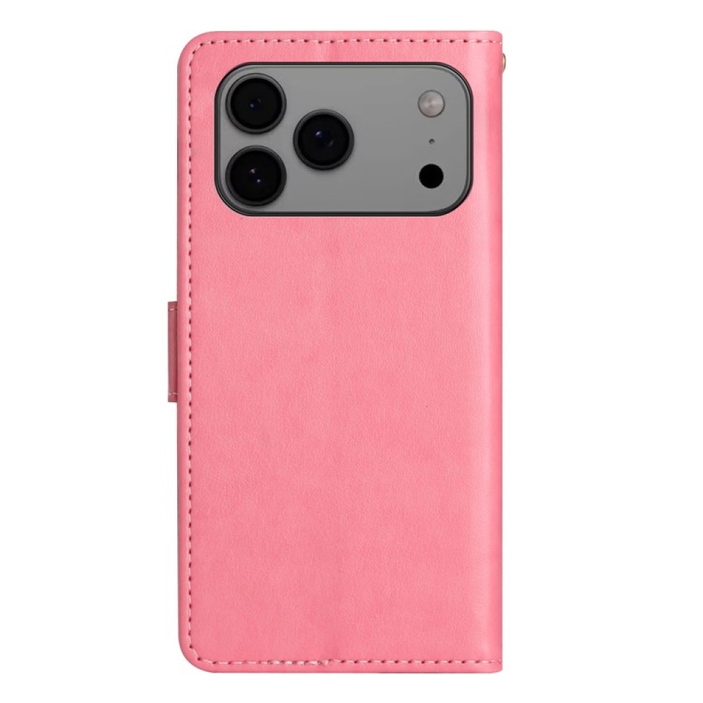 Virágok könyvtáska iPhone 17 Pro Max készülékhez - rózsaszín