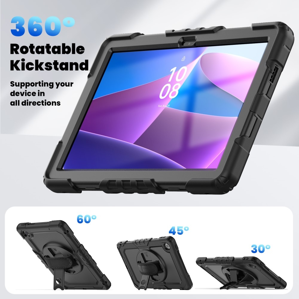 Strap Tartós borító kéztartóval és vállpánttal Lenovo Tab 10.1 (2025) - Fekete