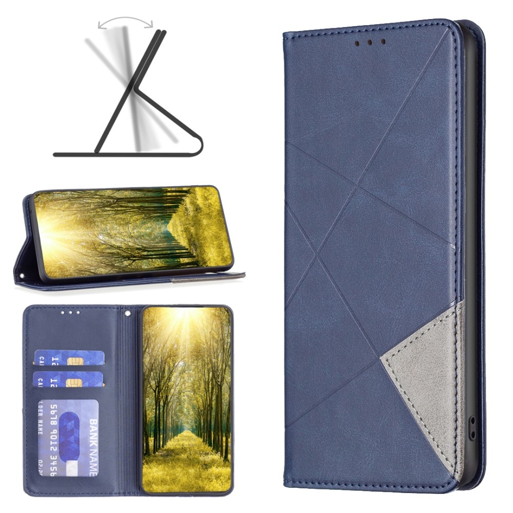 Háromszög alakú könyv tok Xiaomi Redmi Note 13 Pro 4G/Poco M6 Pro - kék