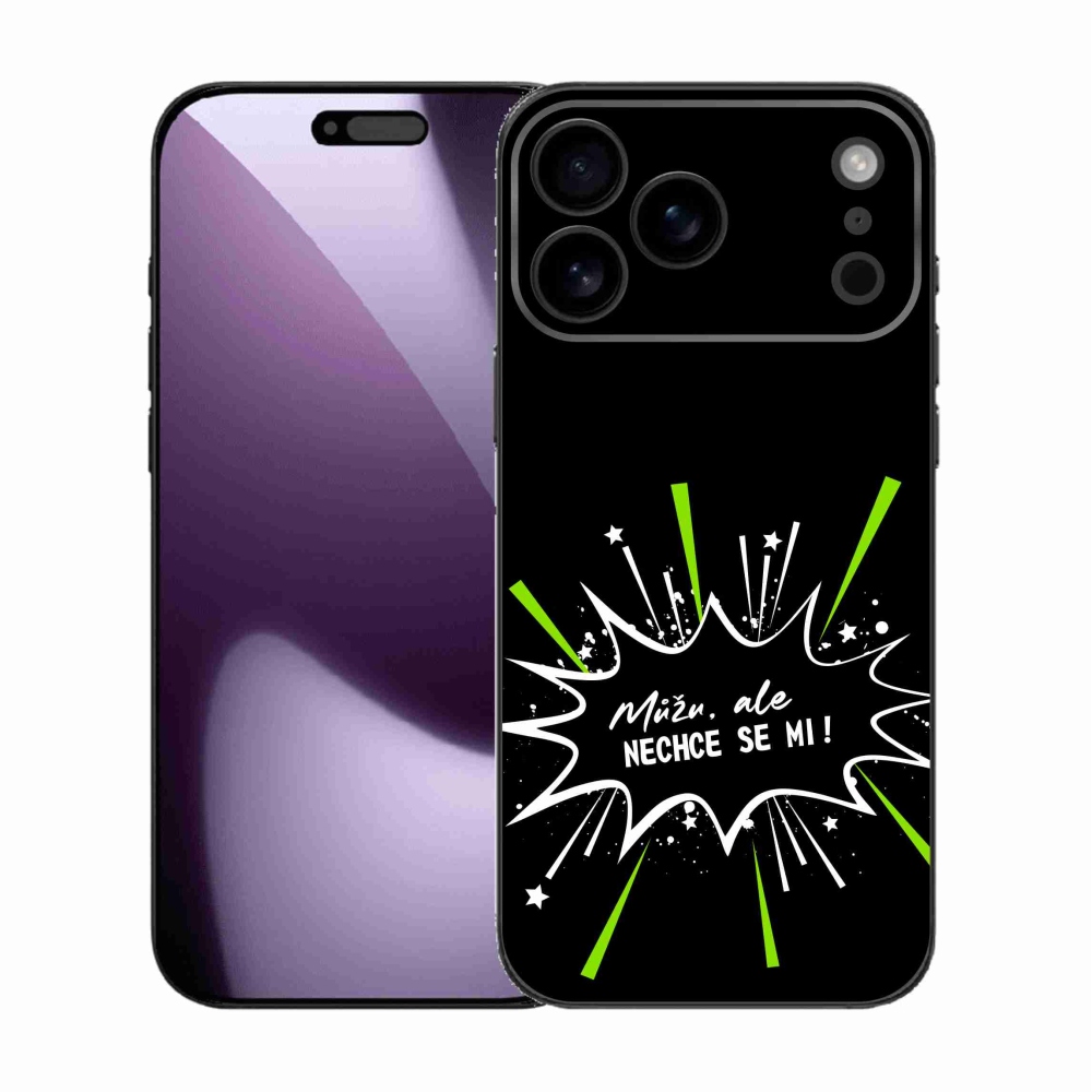 Gél borítás mmCase iPhone 17 Pro Max készülékhez - vicces szöveg 11 fekete háttér
