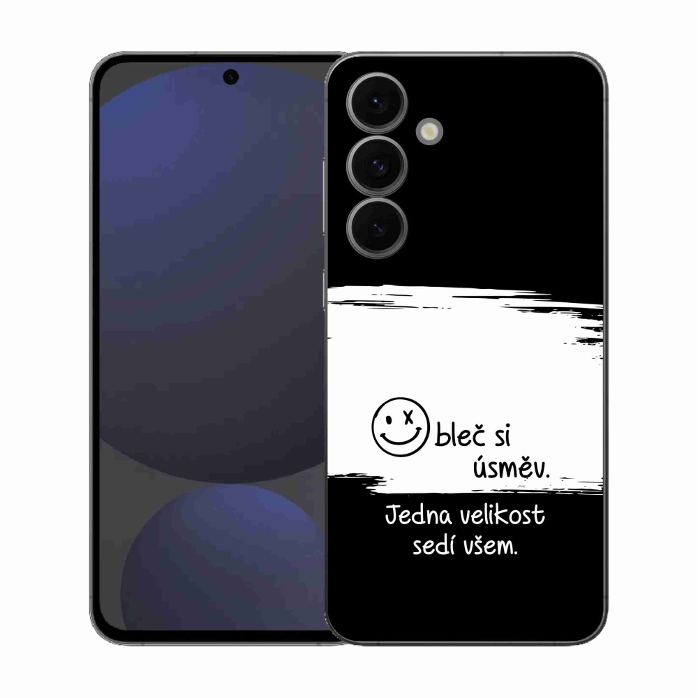 Gél borító mmCase Samsung Galaxy S25 FE - vicces szöveg 8 fekete-fehér háttérrel