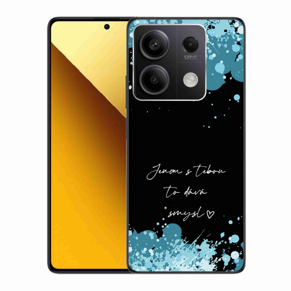 Gél borító mmCase a Xiaomi Redmi Note 13 5G-hez - szerelmes szöveg fekete háttérrel