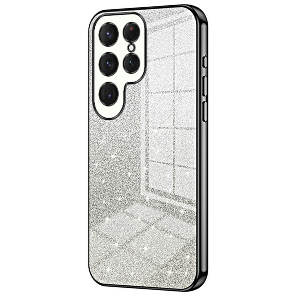 Vágott zselés csillogó tok Samsung Galaxy S25 Ultra készülékhez - fekete