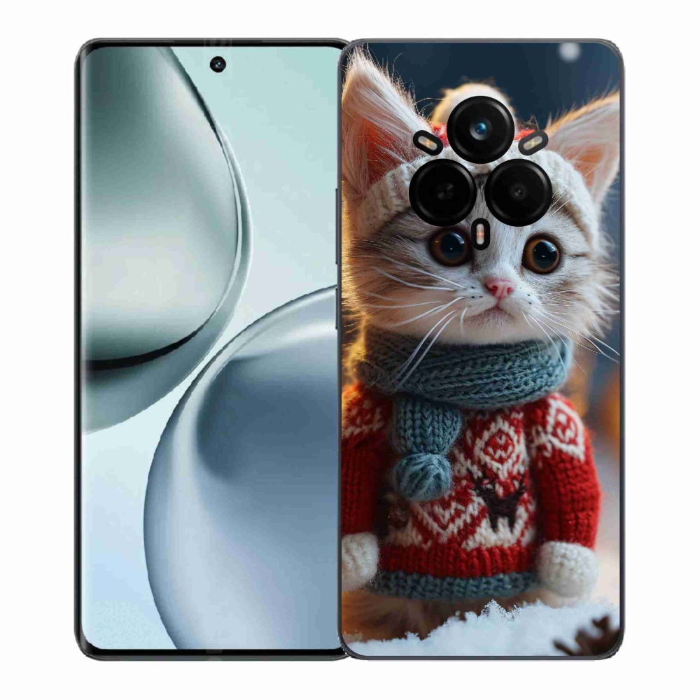 Gél borítás mmCase a Realme 14 Pro+ 5G számára - cica pulóverben