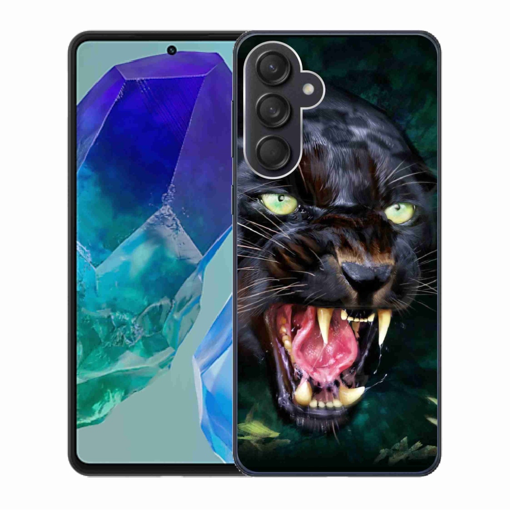 Gél védőhuzat mmCase Samsung Galaxy M55 5G - dühös fekete párduchoz