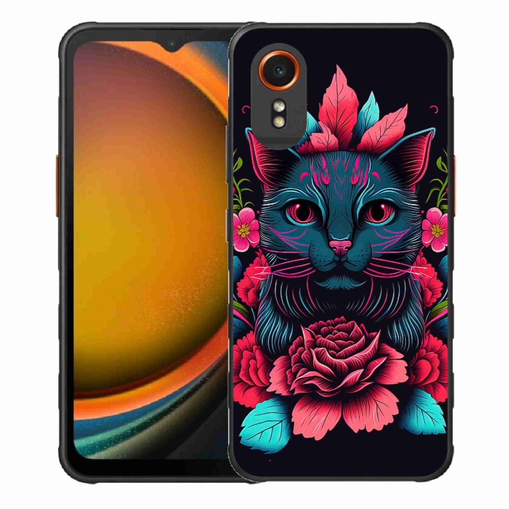 Gél borító mmCase Samsung Galaxy Xcover 7 készülékhez - virágok és macska