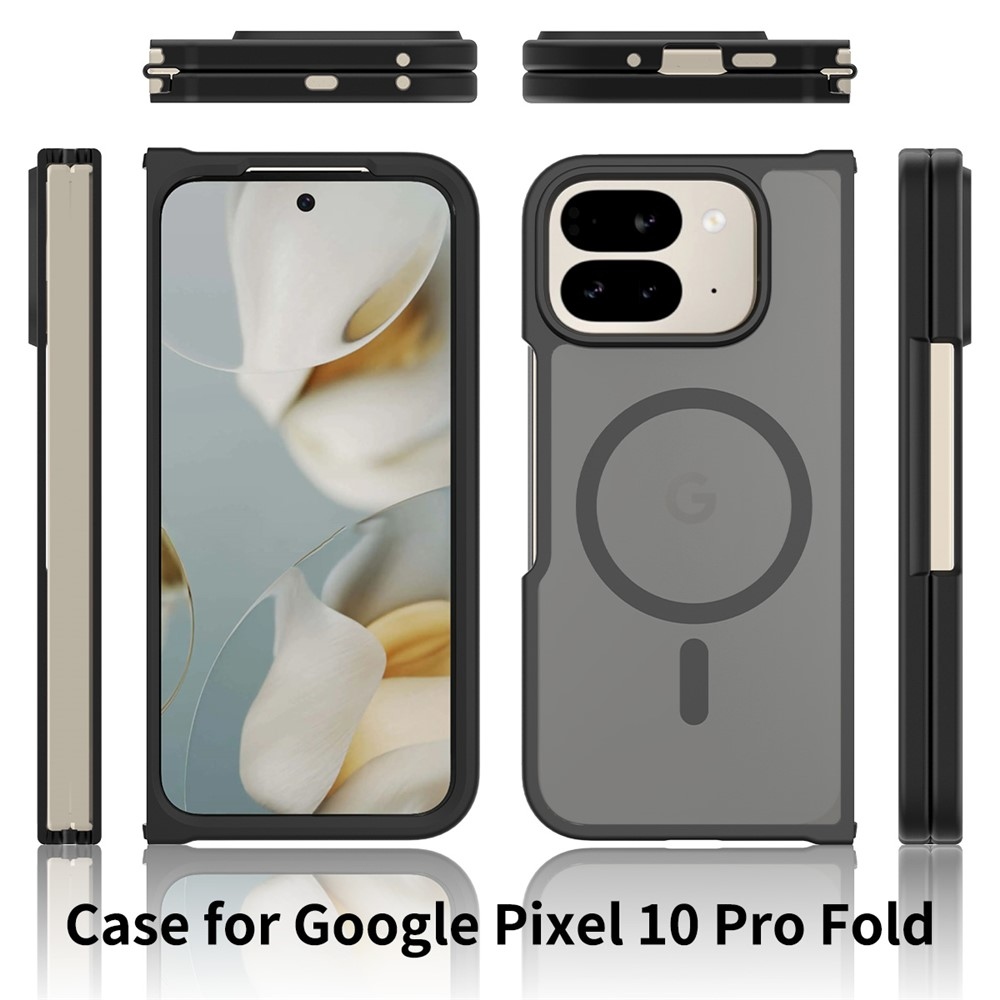 Bőr zselés tok fix hátlappal és MagSafe támogatással a Google Pixel 10 Pro Foldhoz - fekete