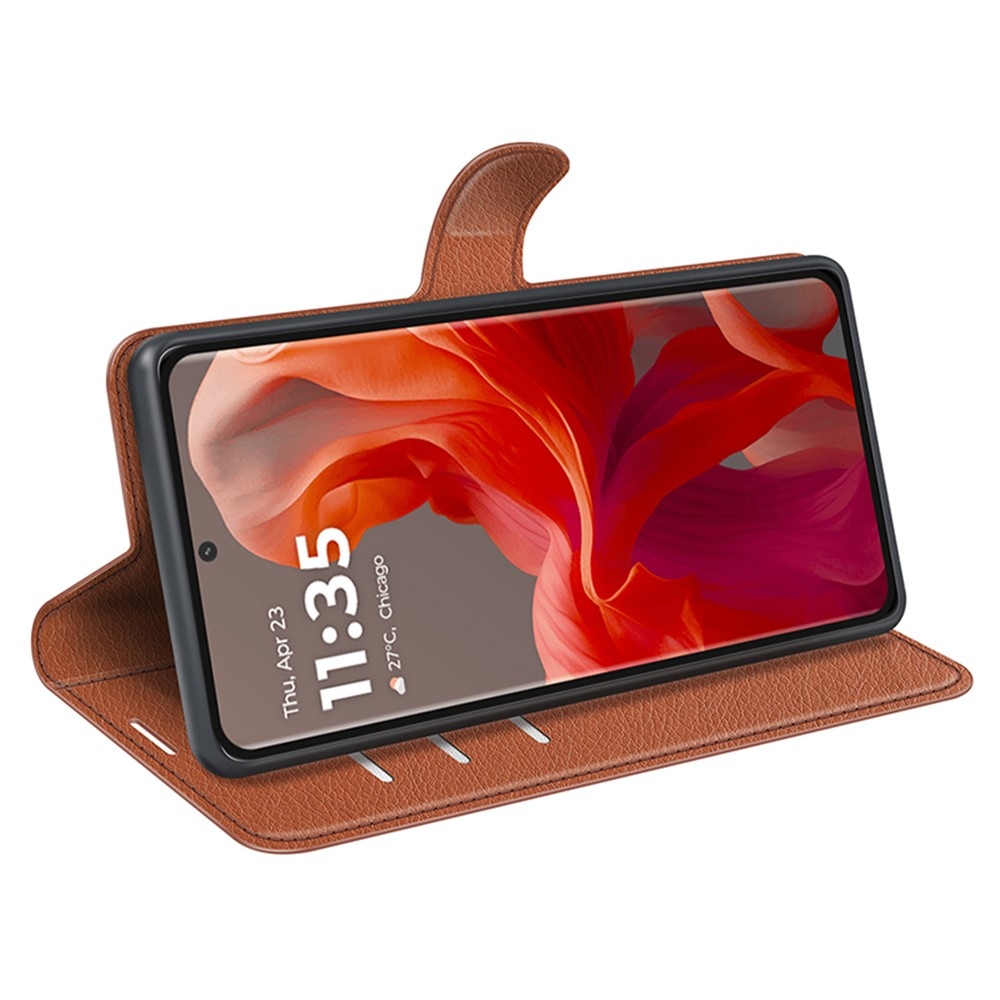 Litchi könyv tok a Motorola Moto G85 5G-hez - barna színű