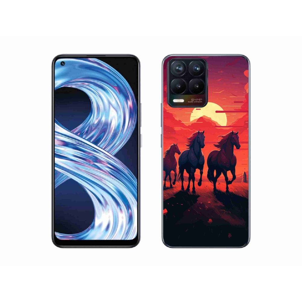 Gél borítás mmCase a Realme 8 Pro-hoz - lovak és naplemente