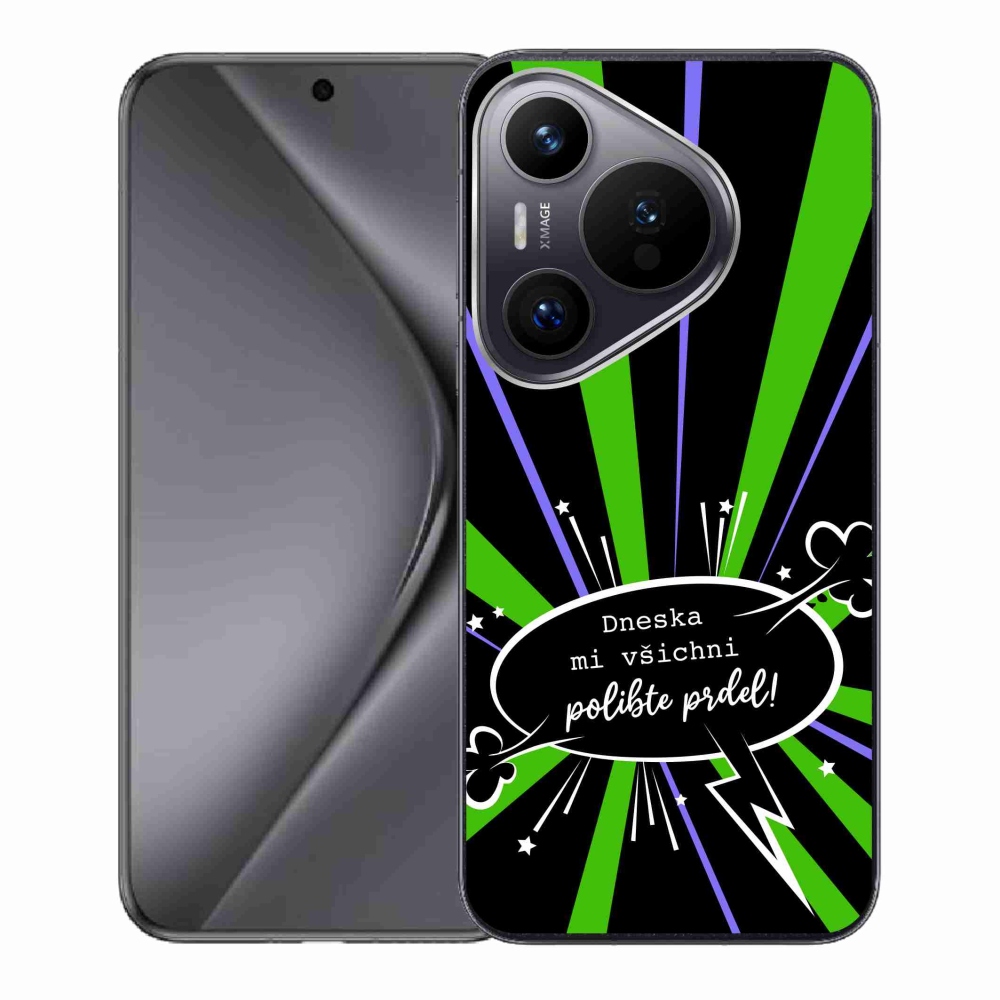 Gél borító mmCase a Huawei Pura 70 készülékhez - vicces szöveg 15 fekete háttérrel