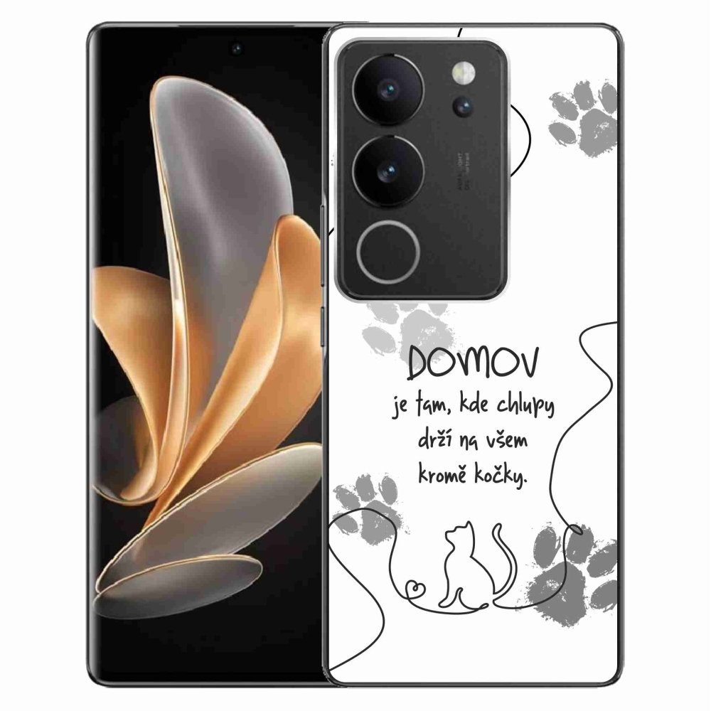 Gél borító mmCase a Vivo V29 5G készülékhez - macska motívum fehér háttérrel