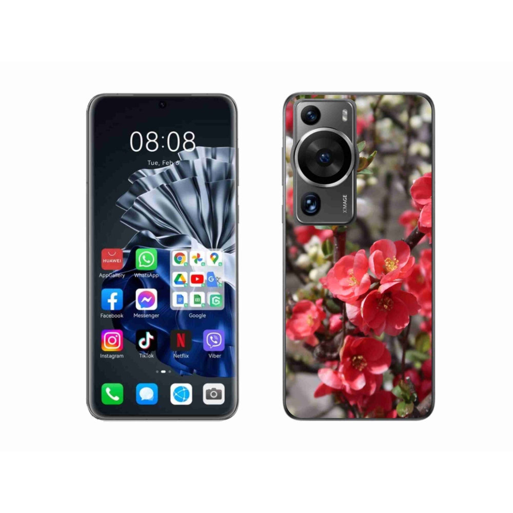 Gél borítás mmCase a Huawei P60 Pro készülékhez - piros virágok