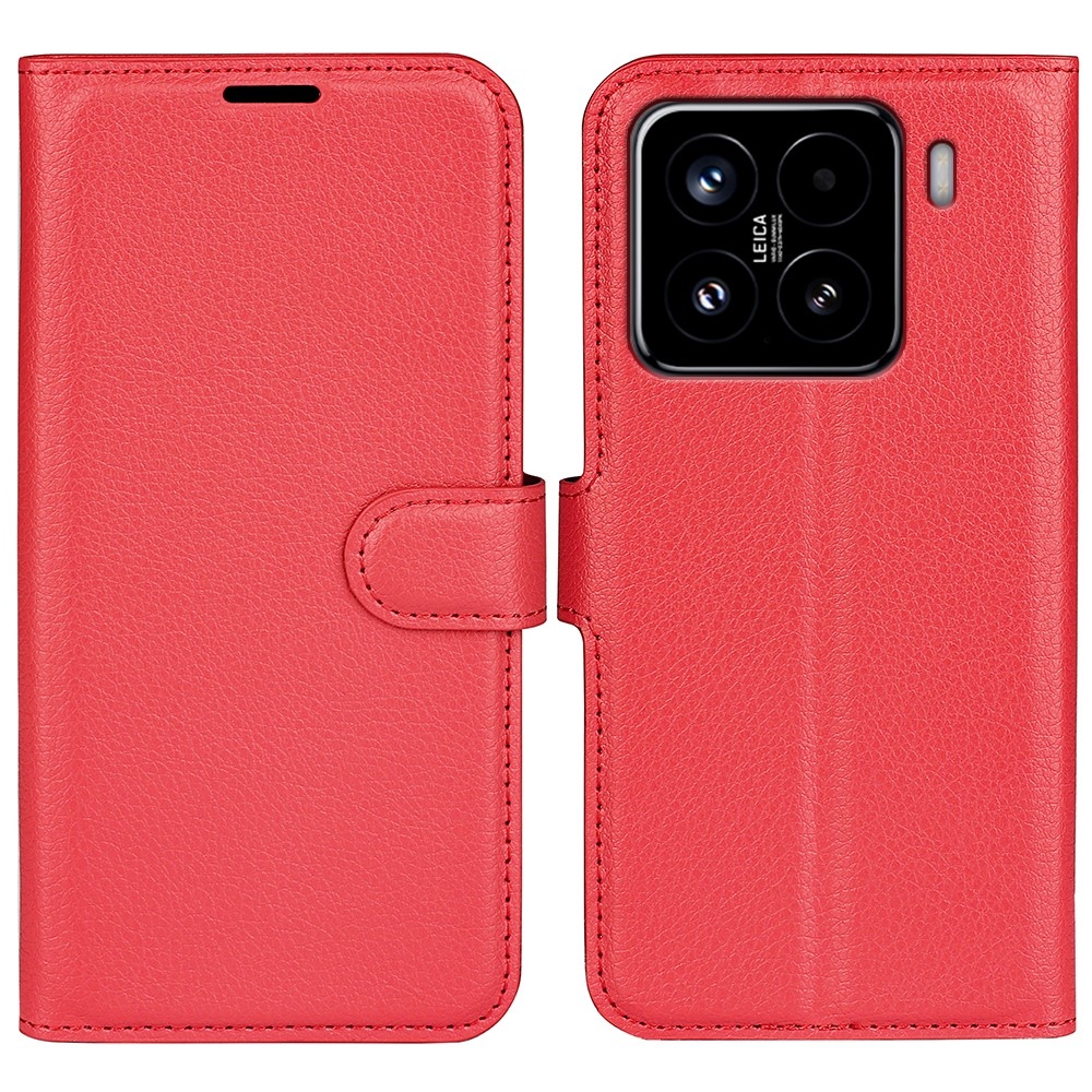 Litchi könyv tok a Xiaomi 15-öshöz - piros