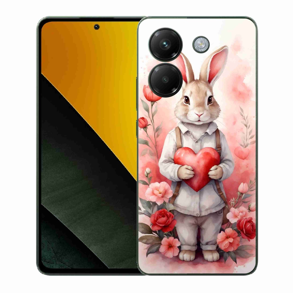 Gél borítás mmCase a Xiaomi Poco M7 Pro 5G számára - nyúl szívvel