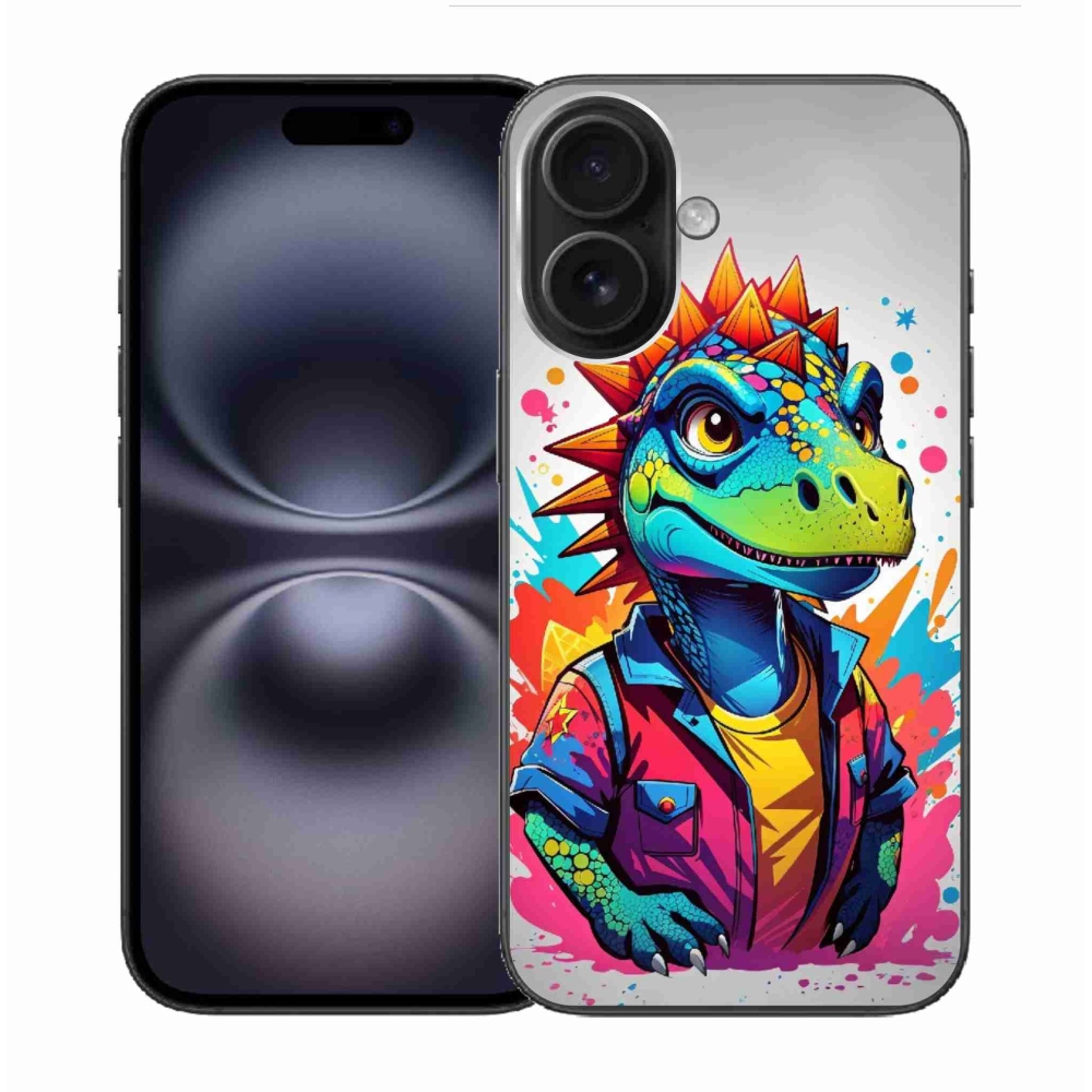 Zselés borítás mmCase iPhone 16 készülékhez - színes dinoszaurusz